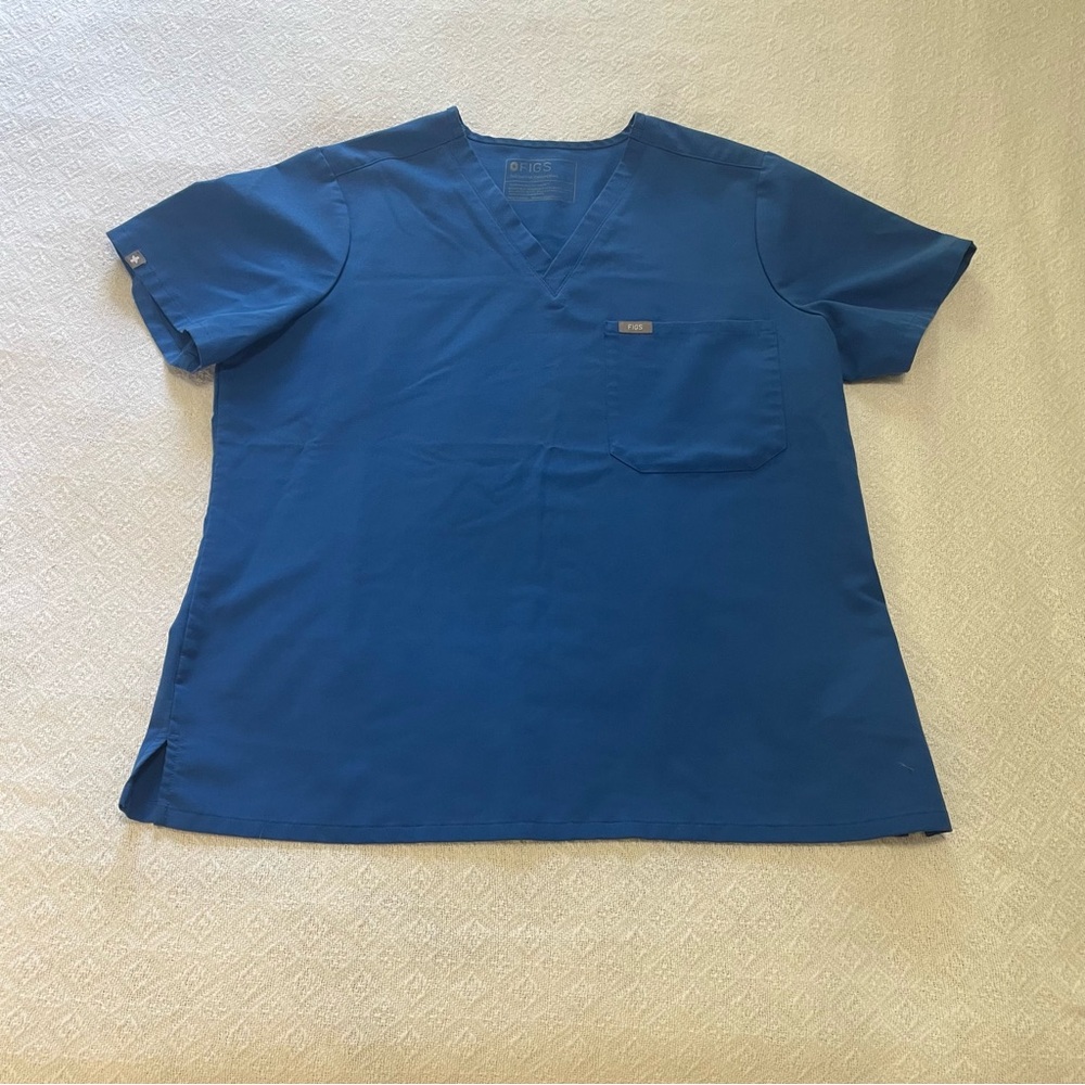 Blue V-Neck Scrub Top‎ Figs  Size L
